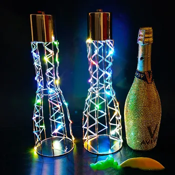 Светодиодная подставка для бутылок, Металлическая светодиодная Стробоскопическая палочка, мигающая Крышка для бутылки шампанского, обслуживание бутылок, Бенгальские огни.