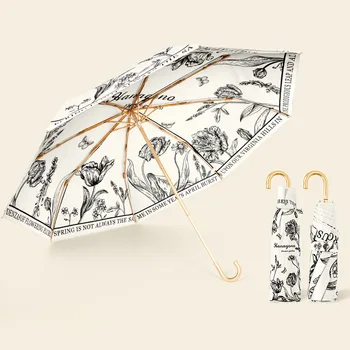 Креативный Двухслойный Зонт Цветочный Зонтик Мужчины Женщины 3-Складывающийся УФ-Зонт От Солнца Sombrillas De Papel Boda