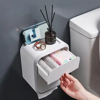 Коробка для туалетной бумаги Настенный Умный Держатель туалетной бумаги Водонепроницаемый Ящик для хранения рулонов салфеток Ящик для хранения в ванной Большой емкости