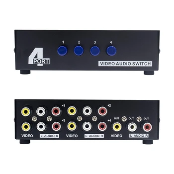 2X 4-портовый AV-коммутатор RCA-коммутатор 4 В 1 Из Коробки выбора композитного видео L/R аудио для игровых приставок DVD STB