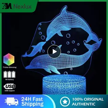 3D Светодиодная ночная лампа серии Dolphin 7 Цветов 3D Ночник с дистанционным управлением Акриловые Настольные лампы Украшение дома Детские Игрушки Подарки