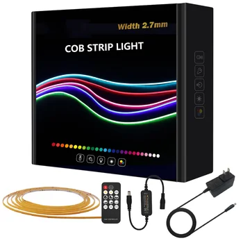 Полный комплект 2,7 мм ультратонких светодиодных полос COB, 480 светодиодов / м, гибкая линейная световая лента, лента красного янтарного фиолетового цвета с регулируемой яркостью